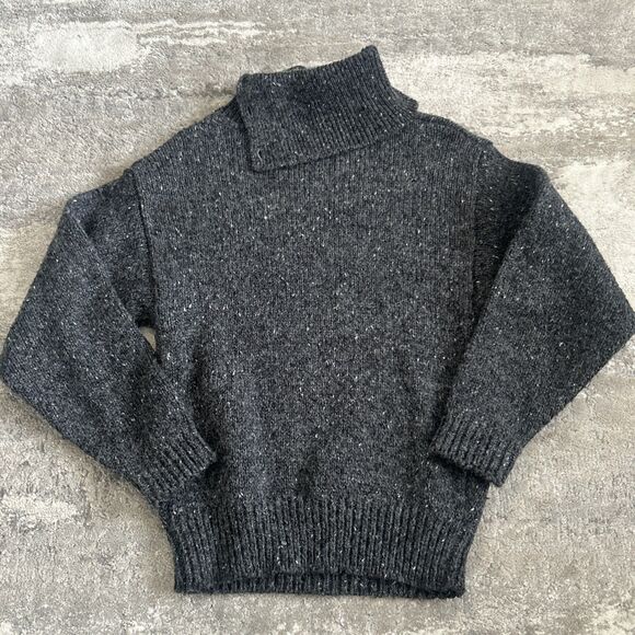 Gap Sweater Womens Large Vintage 80s 90s Argyle Wool Blend Gray Cowl Turtle Neck - Picture 5 of 5